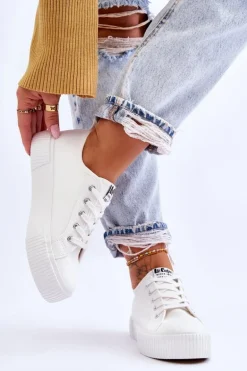 Wygodne Trampki Na Platformie Lee Cooper LCW-23-31-1806L Białe