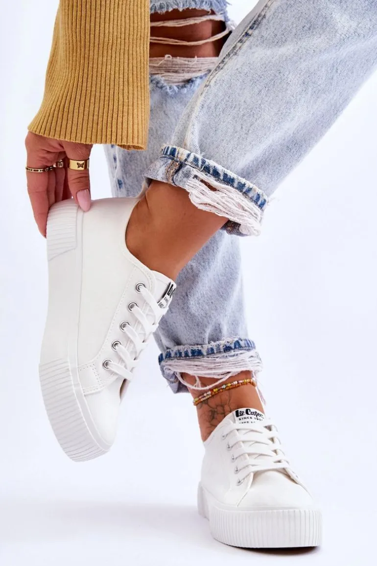 Wygodne Trampki Na Platformie Lee Cooper LCW-23-31-1806L Białe