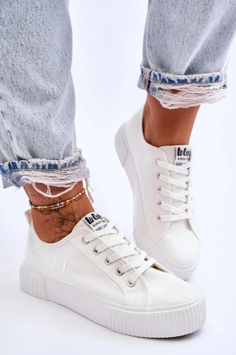 Wygodne Trampki Na Platformie Lee Cooper LCW-23-31-1806L Białe