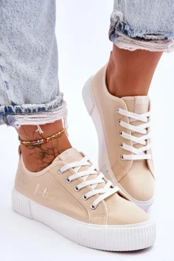 Wygodne Trampki Na Platformie Lee Cooper LCW-23-31-1808L Beżowe