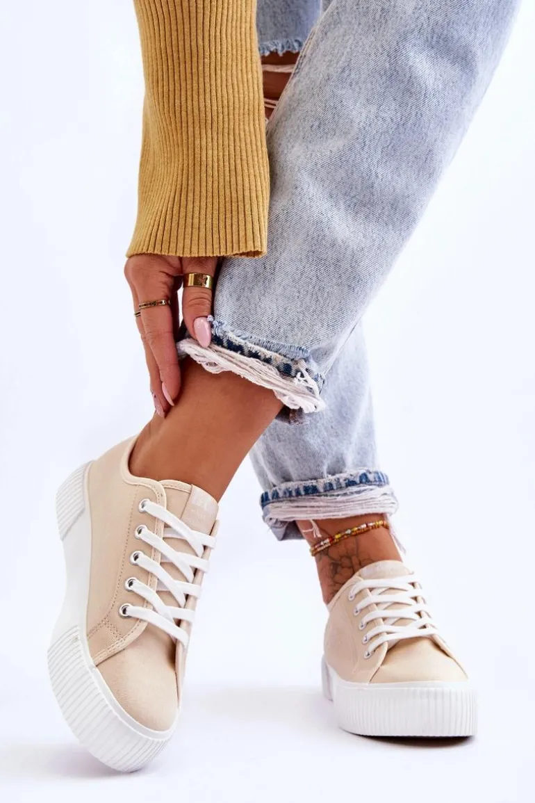 Wygodne Trampki Na Platformie Lee Cooper LCW-23-31-1808L Beżowe