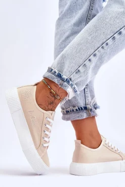 Wygodne Trampki Na Platformie Lee Cooper LCW-23-31-1808L Beżowe