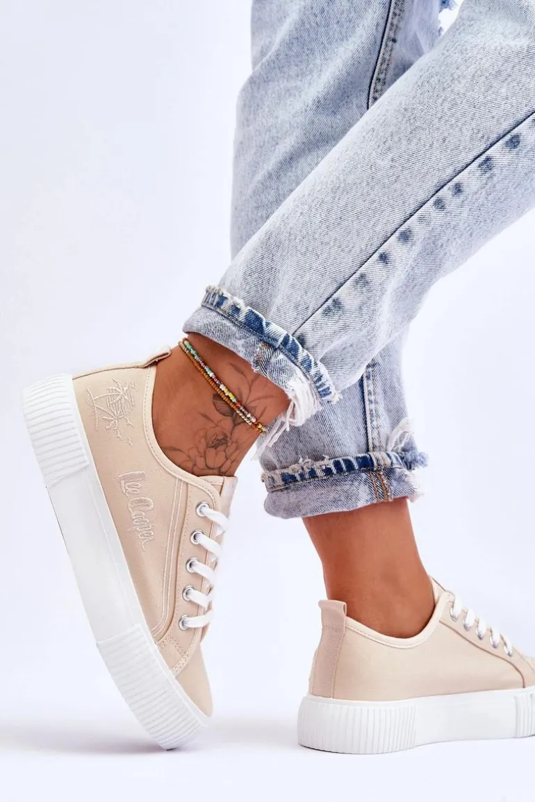 Wygodne Trampki Na Platformie Lee Cooper LCW-23-31-1808L Beżowe