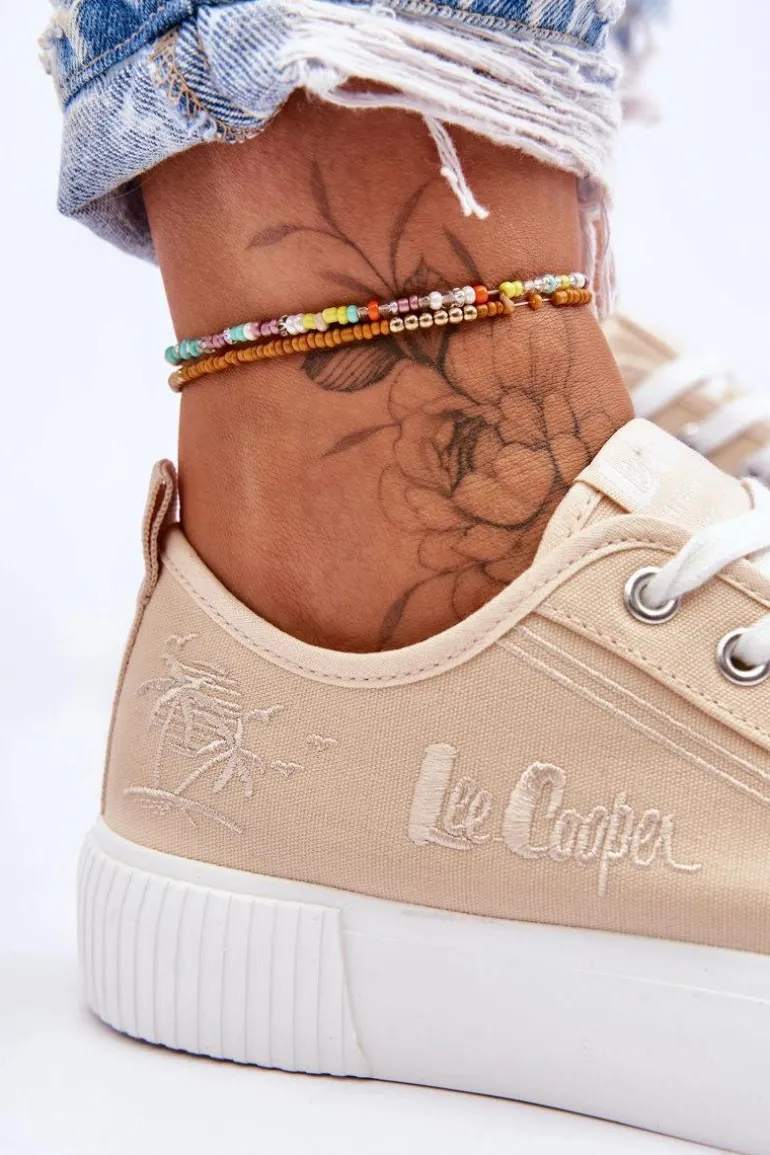 Wygodne Trampki Na Platformie Lee Cooper LCW-23-31-1808L Beżowe