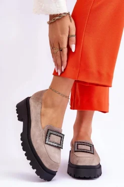 Wygodne Zamszowe Mokasyny Beżowe Agathe