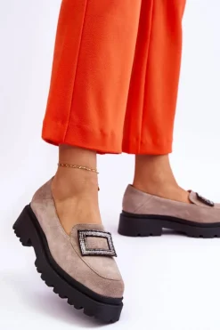 Wygodne Zamszowe Mokasyny Beżowe Agathe