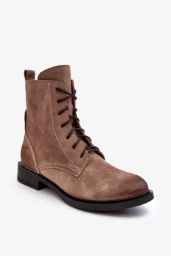 Wygodne Zamszowe Ocieplane Botki Jasnobrązowe Lemar Revin