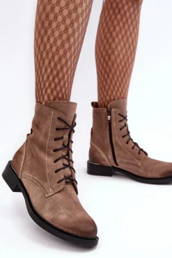Wygodne Zamszowe Ocieplane Botki Jasnobrązowe Lemar Revin