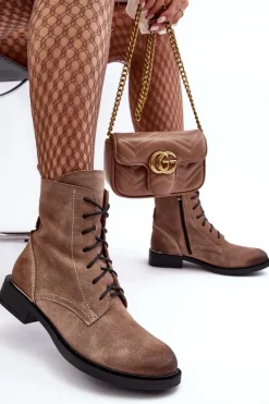 Wygodne Zamszowe Ocieplane Botki Jasnobrązowe Lemar Revin