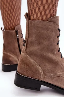 Wygodne Zamszowe Ocieplane Botki Jasnobrązowe Lemar Revin