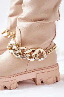 Wysokie Beżowe Kozaki Cecina