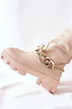 Wysokie Beżowe Kozaki Cecina