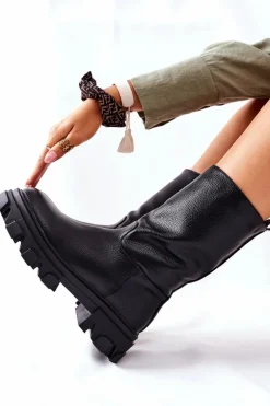 Wysokie Botki Na Traperze Czarne Loren