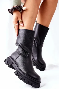 Wysokie Botki Na Traperze Czarne Loren