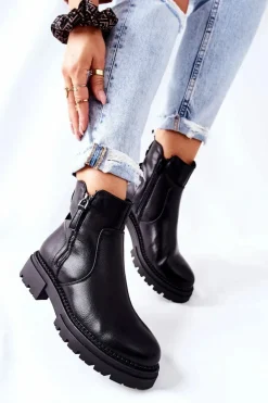 Wysokie Botki Z Suwakami Czarne Silvan