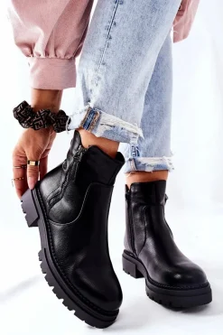 Wysokie Botki Z Suwakami Czarne Silvan