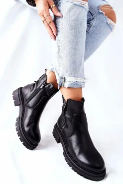 Wysokie Botki Z Suwakami Czarne Silvan