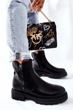 Wysokie Botki Z Suwakami Czarne Silvan