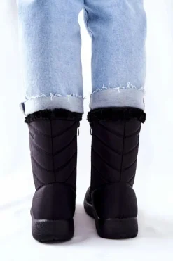 Wysokie Damskie Ocieplane Śniegowce Czarne Luxina