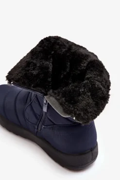 Wysokie Damskie Ocieplane Śniegowce Granatowe Luxina