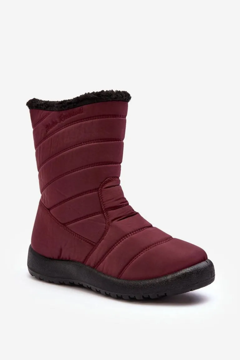 Wysokie Damskie Ocieplane Śniegowce Bordowe Luxina