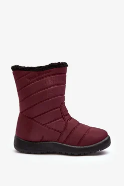 Wysokie Damskie Ocieplane Śniegowce Bordowe Luxina