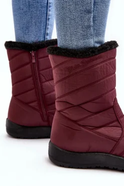 Wysokie Damskie Ocieplane Śniegowce Bordowe Luxina