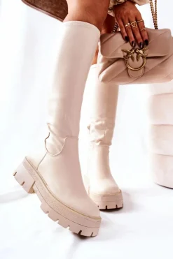 Wysokie Kozaki Beżowe Hemera