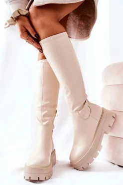 Wysokie Kozaki Beżowe Hemera