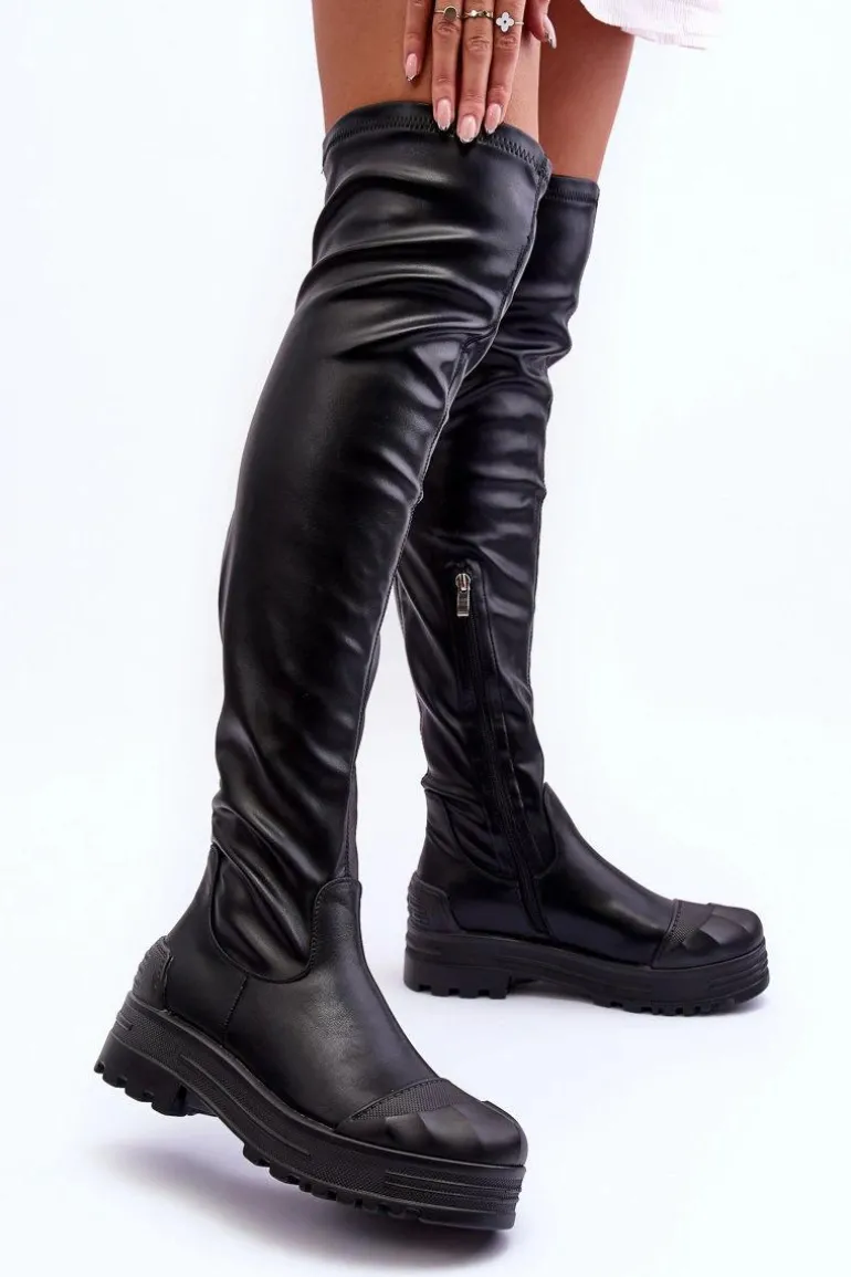 Wysokie Kozaki Na Suwak Czarne Dudesa