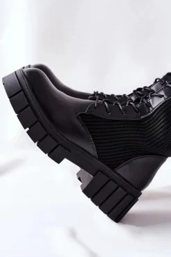 Wysokie Kozaki ze Skarpetą Czarne Monteri