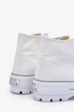 Wysokie Materiałowe Trampki Na Platformie Big Star LL274156 Białe