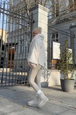 Wysokie Śniegowce Damskie Na Platformie Big Star OO274897 Jasnobeżowe