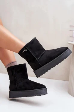 Wysokie Śniegowce Damskie Na Platformie Big Star OO274898 Czarne