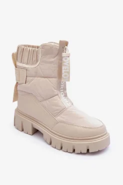 Wysokie Śniegowce Damskie Ocieplane Beżowe Freoc