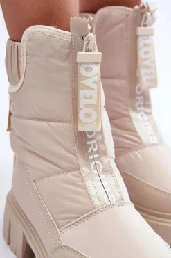 Wysokie Śniegowce Damskie Ocieplane Beżowe Freoc