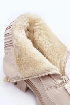 Wysokie Śniegowce Damskie Ocieplane Beżowe Freoc
