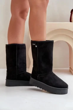 Wysokie Śniegowce Na Platformie Big Star OO274895 Czarne