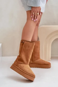 Wysokie Śniegowce Na Platformie Big Star OO274893 Camel