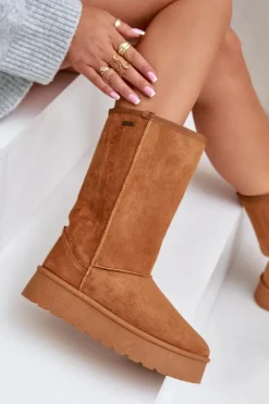 Wysokie Śniegowce Na Platformie Big Star OO274893 Camel