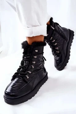 Wysokie Śniegowce Ocieplane Futerkiem Czarne Sneezy