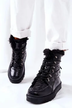Wysokie Śniegowce Ocieplane Futerkiem Czarne Sneezy
