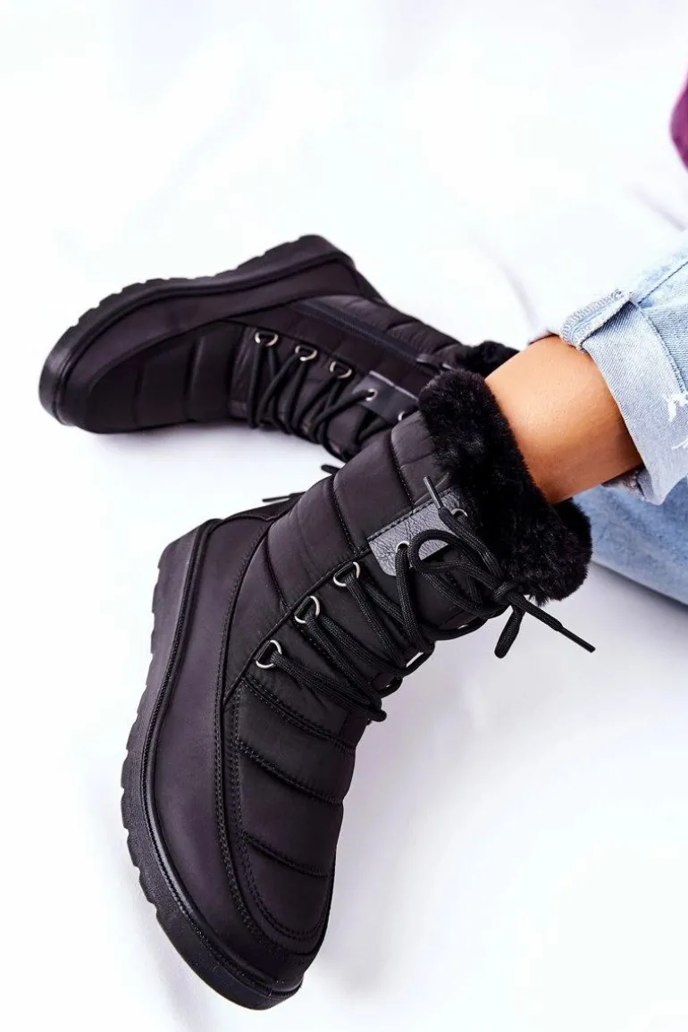 Wysokie Śniegowce Z Futerkiem Czarne Haneta