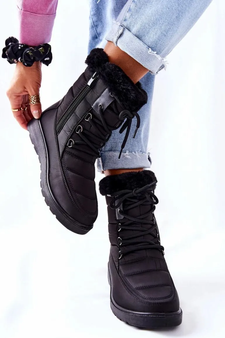 Wysokie Śniegowce Z Futerkiem Czarne Haneta