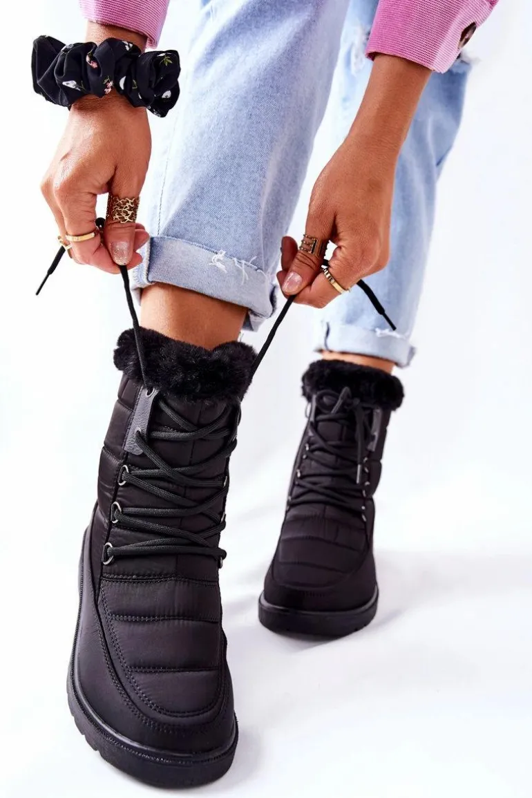 Wysokie Śniegowce Z Futerkiem Czarne Haneta