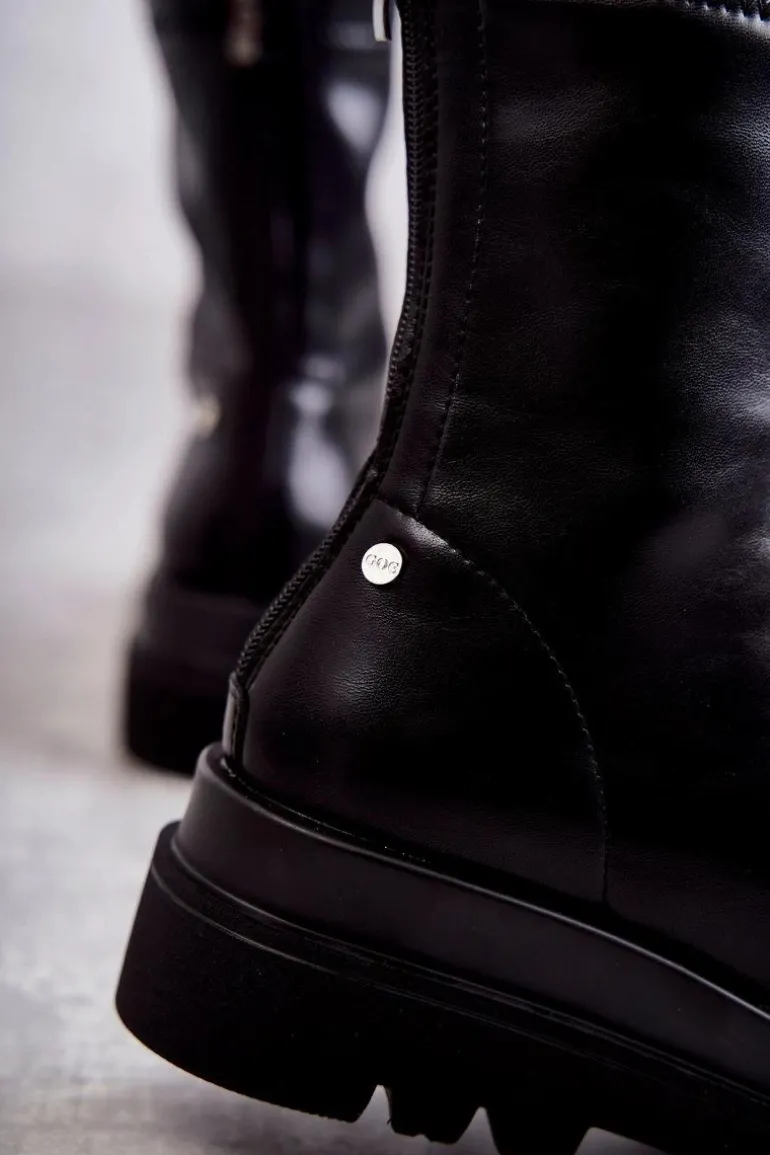 Wysokie Ocieplane Botki GOE KK2N4054 Czarne