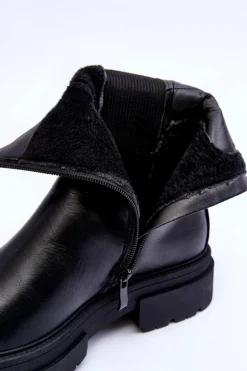 Wysokie Ocieplane Botki Sztyblety Wsuwane Czarne Milca