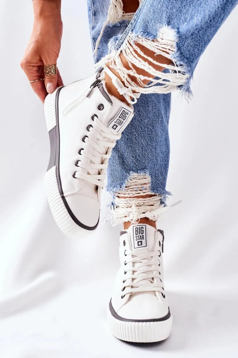 Wysokie Ocieplane Trampki Big Star II274158 Białe