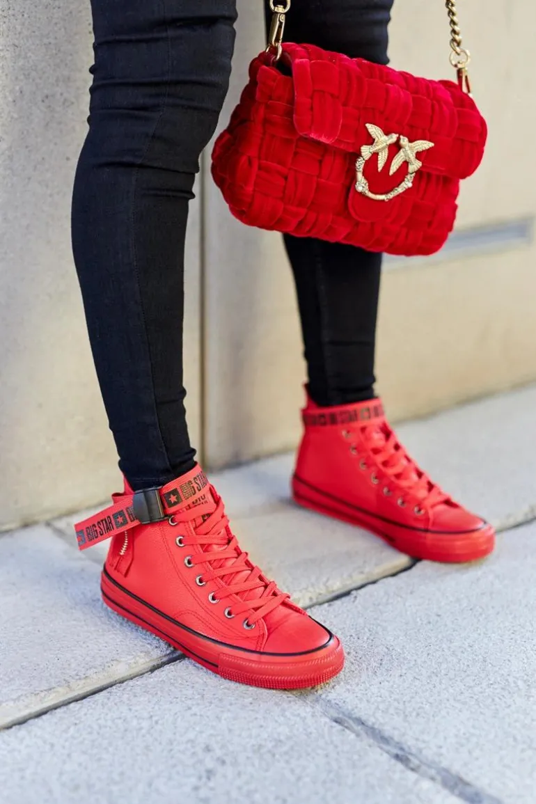 Wysokie Ocieplane Trampki Big Star GG274028 Czerwone