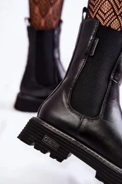 Wysokie Ocieplane Wsuwane Botki Sztyblety Big Star KK274500 Czarne